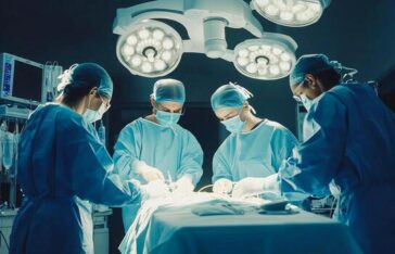 doctor-team-performing-operating-on-patient-in-operating-room-of-surgical-department-at-hospital-photo